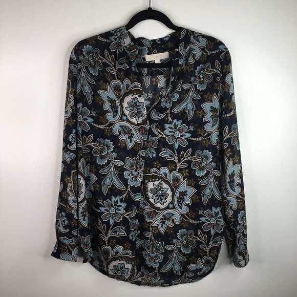 Loft black floral top Size Small - Picture 1 of 7